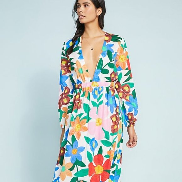 SOLD Mara Hoffman LUNA Floral V Neck Maxi Dress - Picture 3 of 8